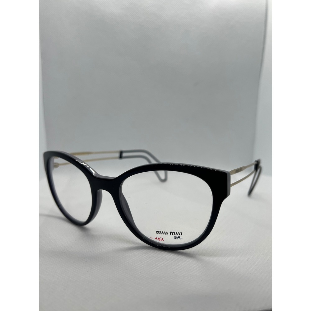 Miu Miu VMU 03P Cat Eye Eyeglasses Black Gold Frames Designer‎